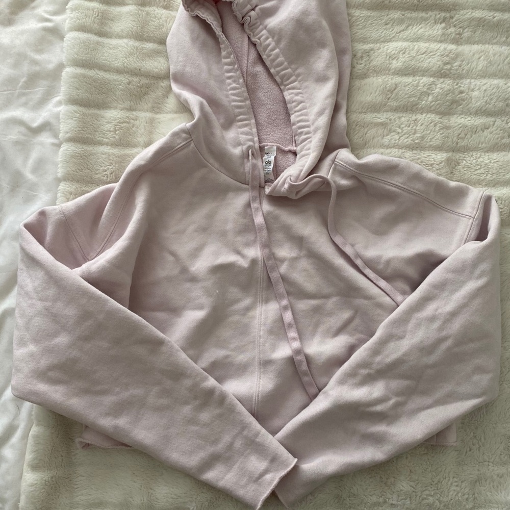 Light pink crop alo hoodie